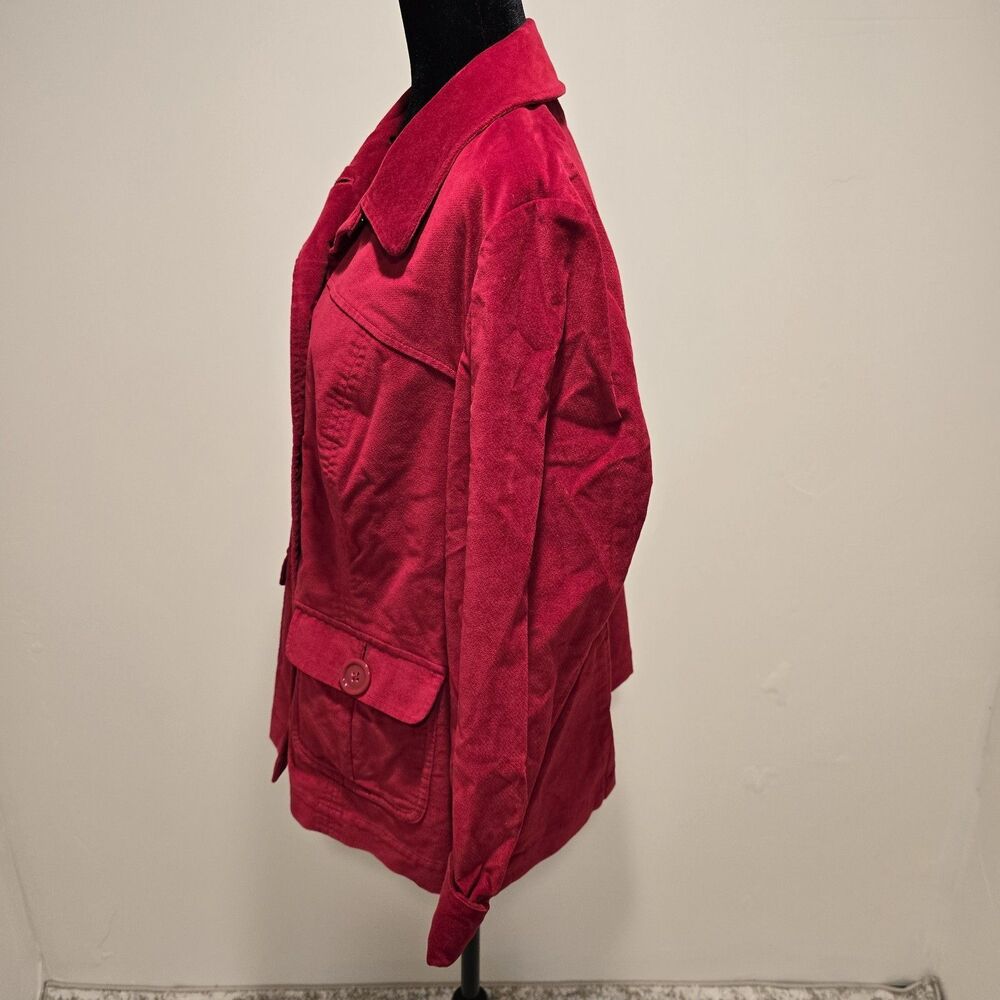 Talbots Red Velvet Jacket Blazer 14W Preppy Retro Chore Barn Vintage 90s Bright - Picture 4 of 10